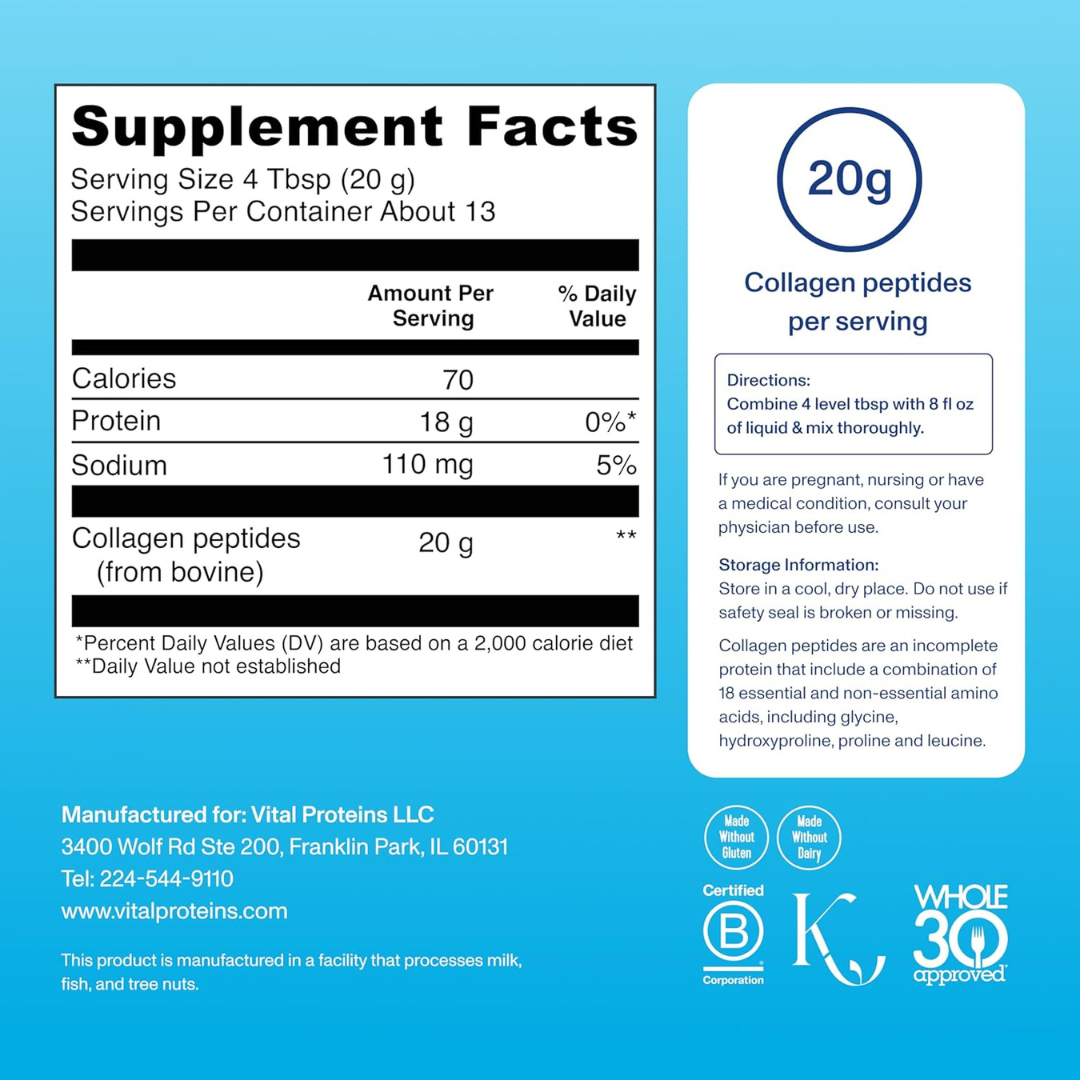 Vital Proteins Collagen Peptides 3-Pack – Unflavored & Chocolate – Supports Hair, Skin, Nails, Bones & Joint Health – Grass-Fed, Non-GMO, 20g Protein per Serving – 24oz & 32oz Variety