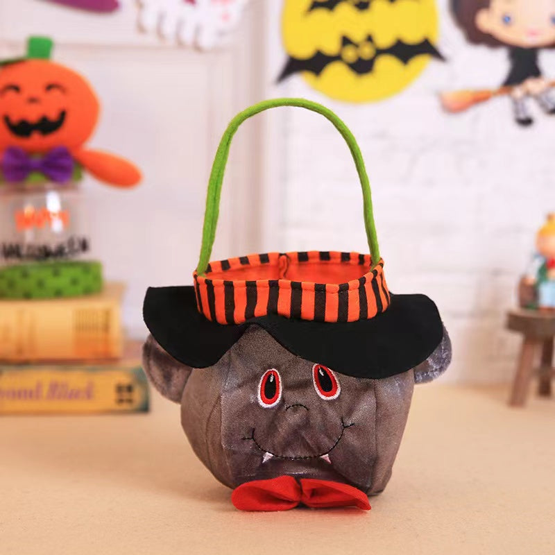Halloween Witch Pumpkin Tote Candy Bag with Decorative Props-6