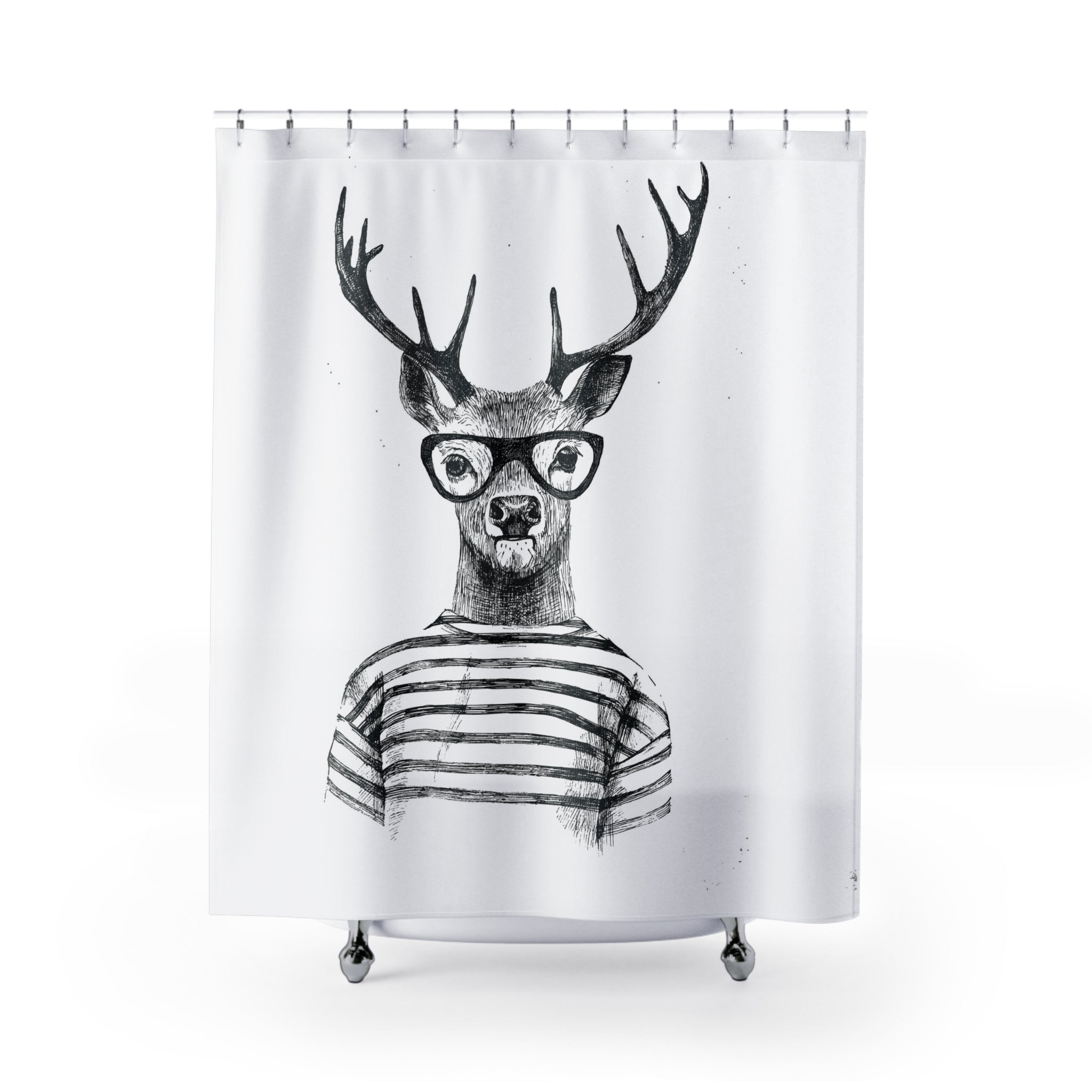 Whimsical Deer Shower Curtain, Nature-Inspired Bathroom Decor, Animal Lover Gift, Unique Home Accent, Funny Home Decor