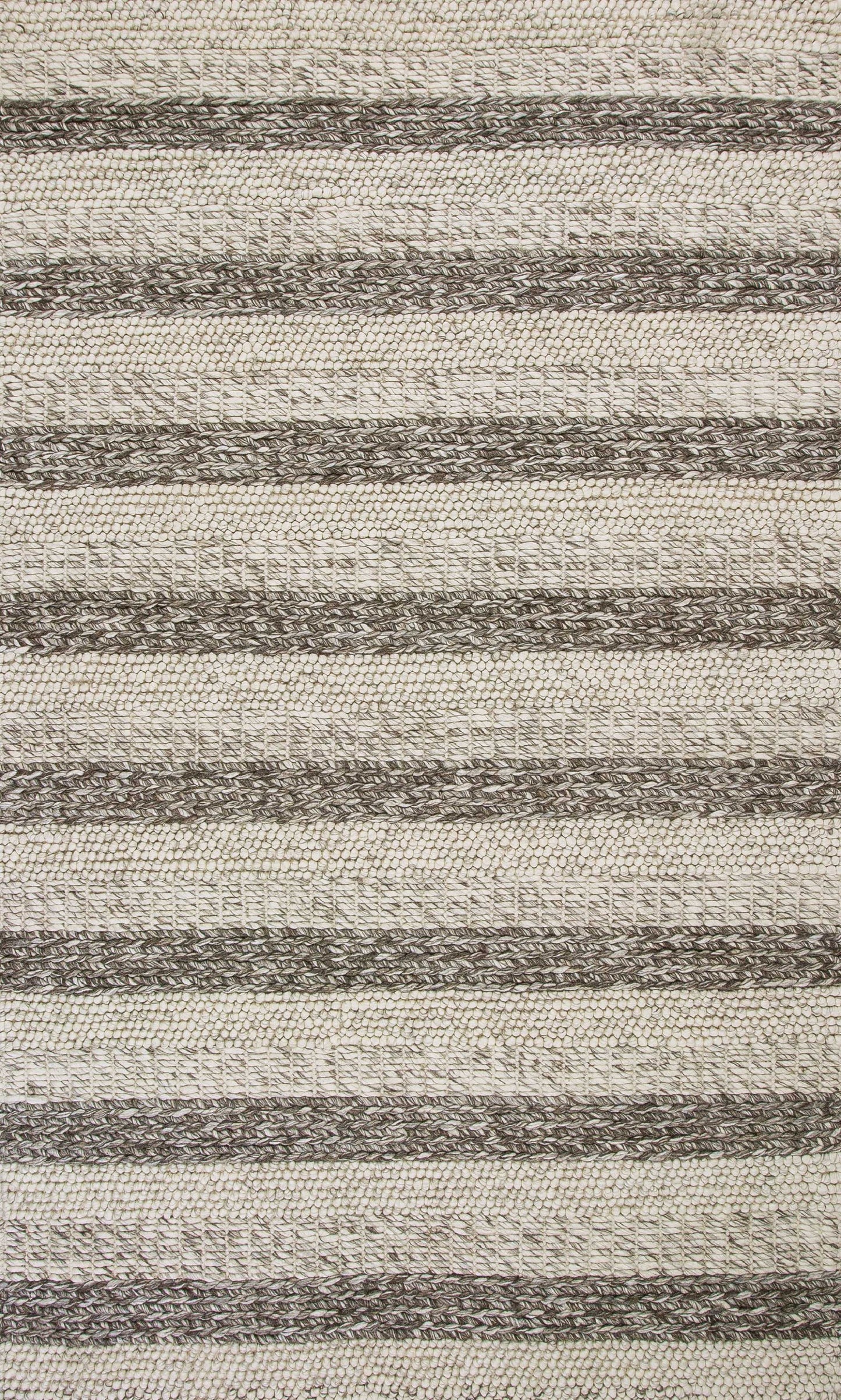 9' X 13' Brown Gray And Ivory Wool Striped Hand Woven Area Rug-5