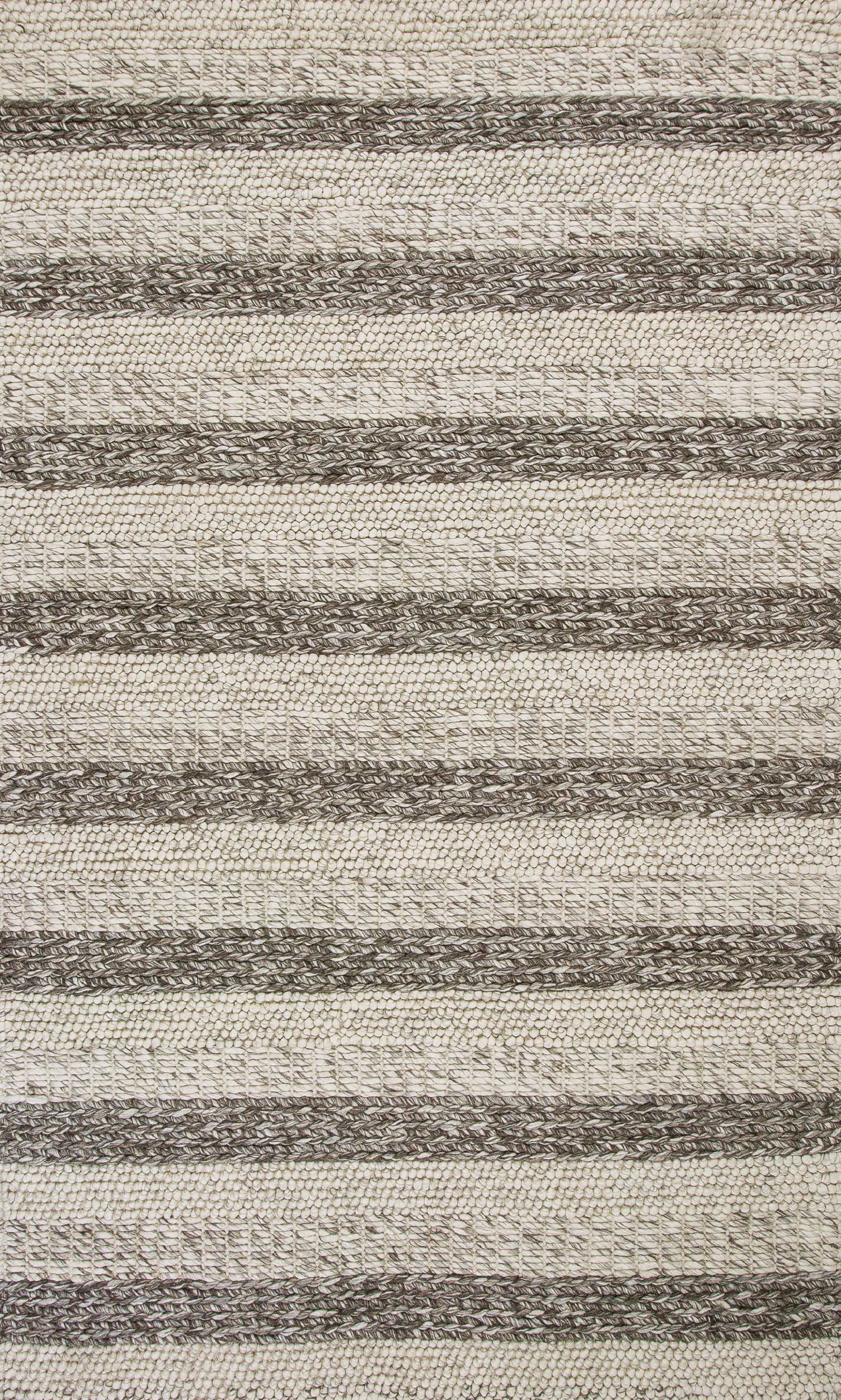 9' X 13' Brown Gray And Ivory Wool Striped Hand Woven Area Rug-5