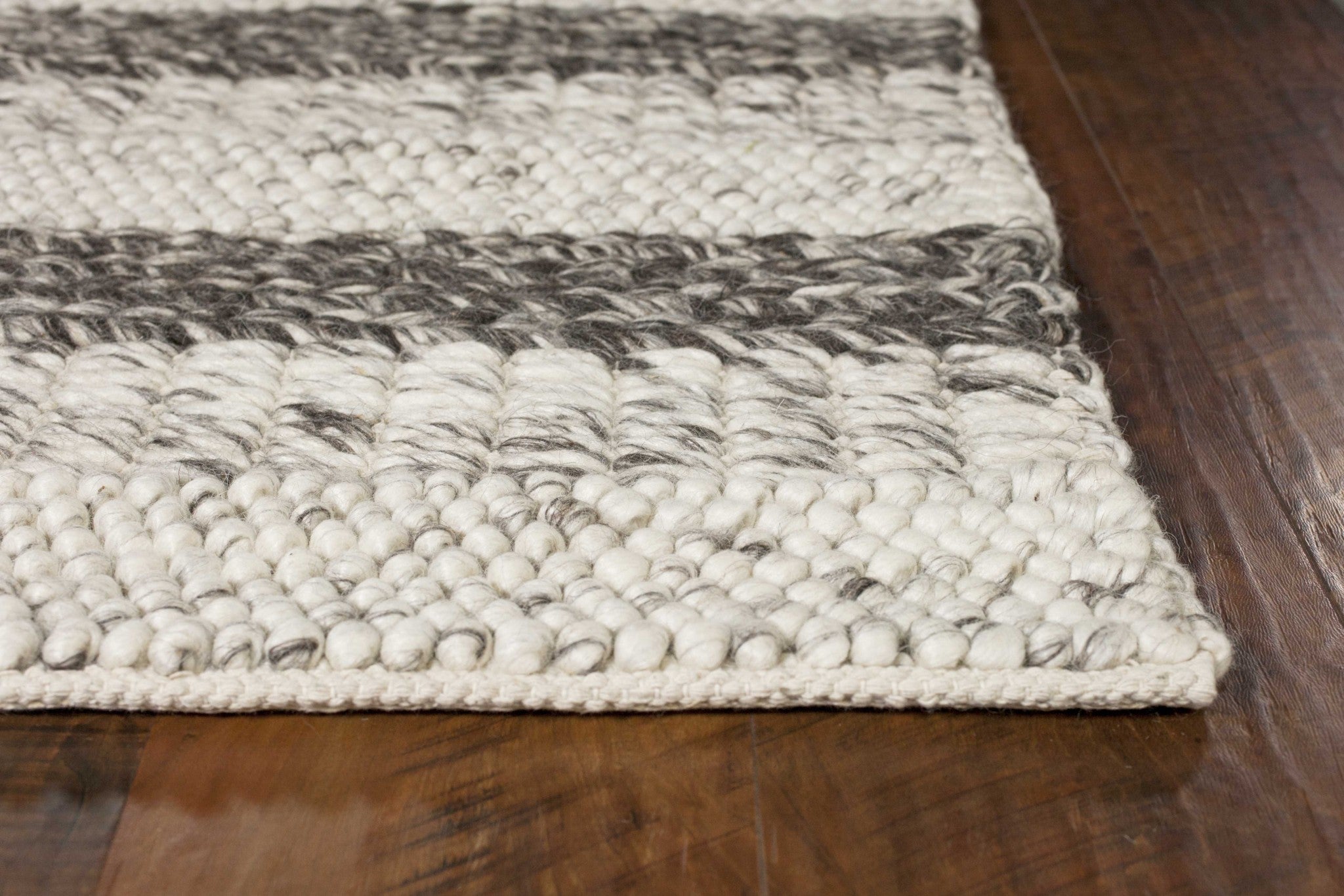 9' X 13' Brown Gray And Ivory Wool Striped Hand Woven Area Rug-4