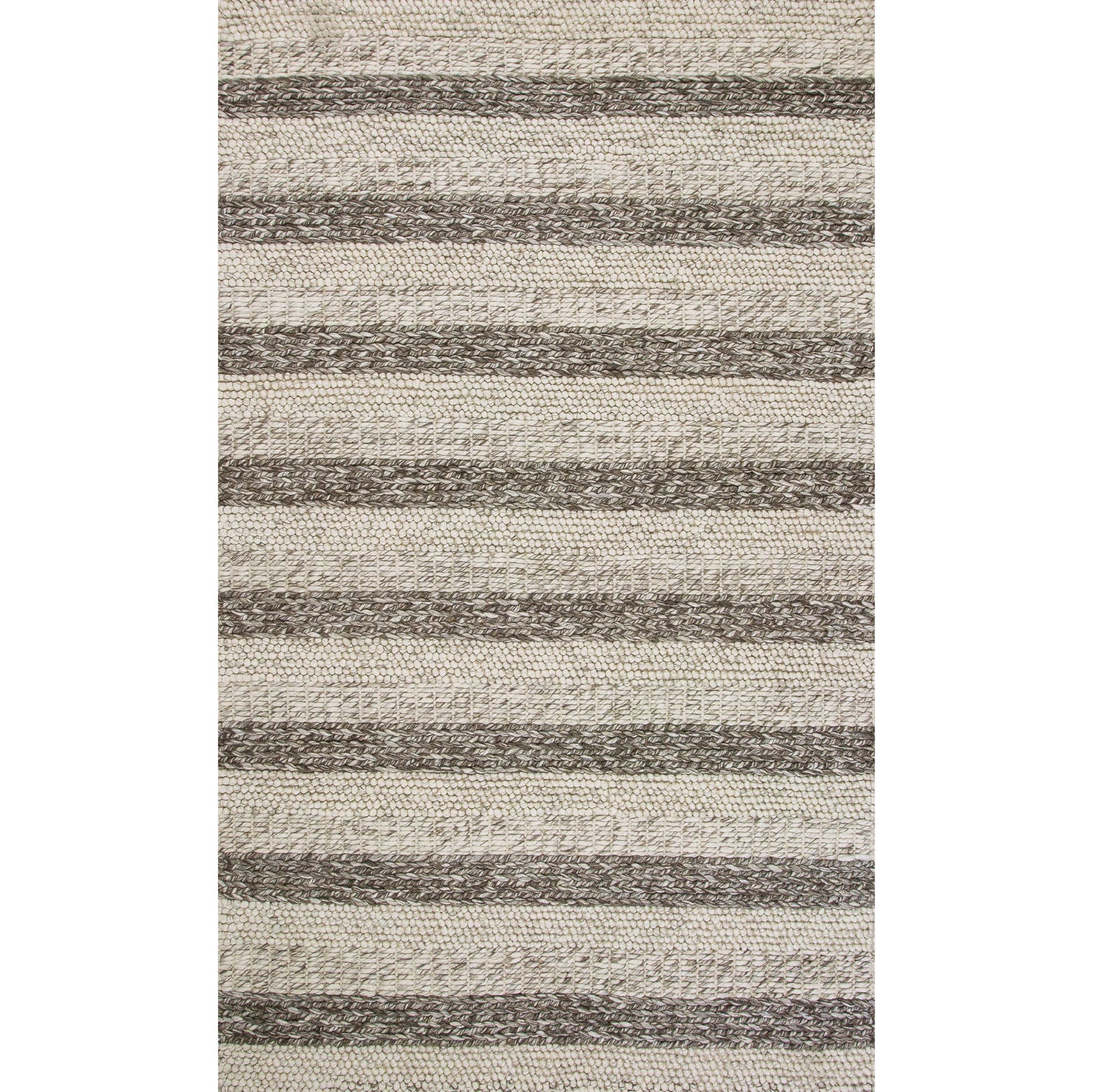 9' X 13' Brown Gray And Ivory Wool Striped Hand Woven Area Rug-1