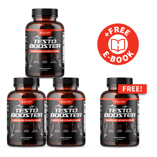 3 Testo Boosters + 1 Free Container + Free E-Book