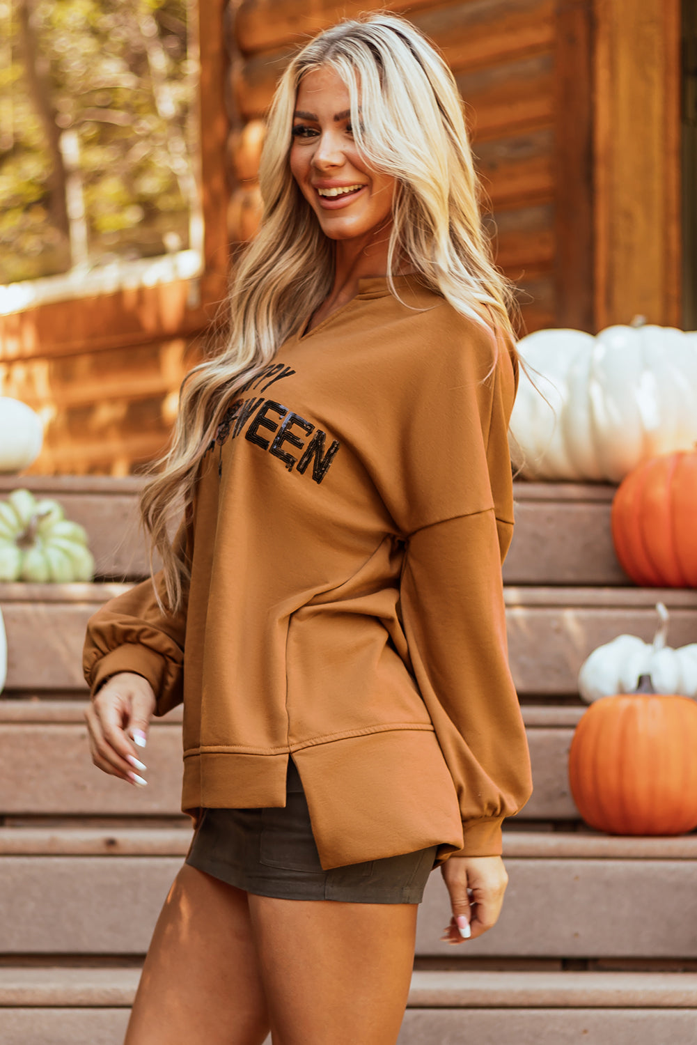 Sequin Happy Halloween Long Sleeve Top-2