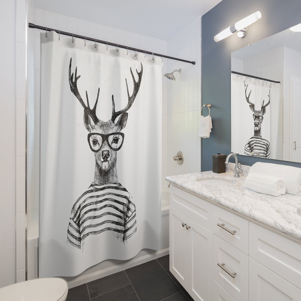 Whimsical Deer Shower Curtain, Nature-Inspired Bathroom Decor, Animal Lover Gift, Unique Home Accent, Funny Home Decor
