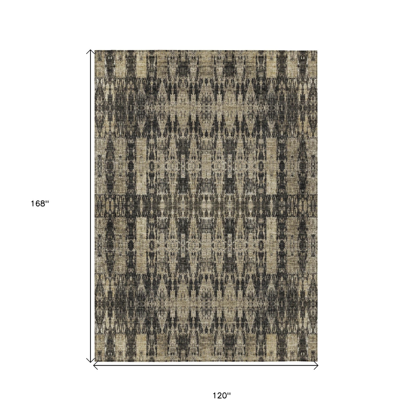 10' X 14' Black Taupe And Beige Moroccan Washable Indoor Outdoor Area Rug-2