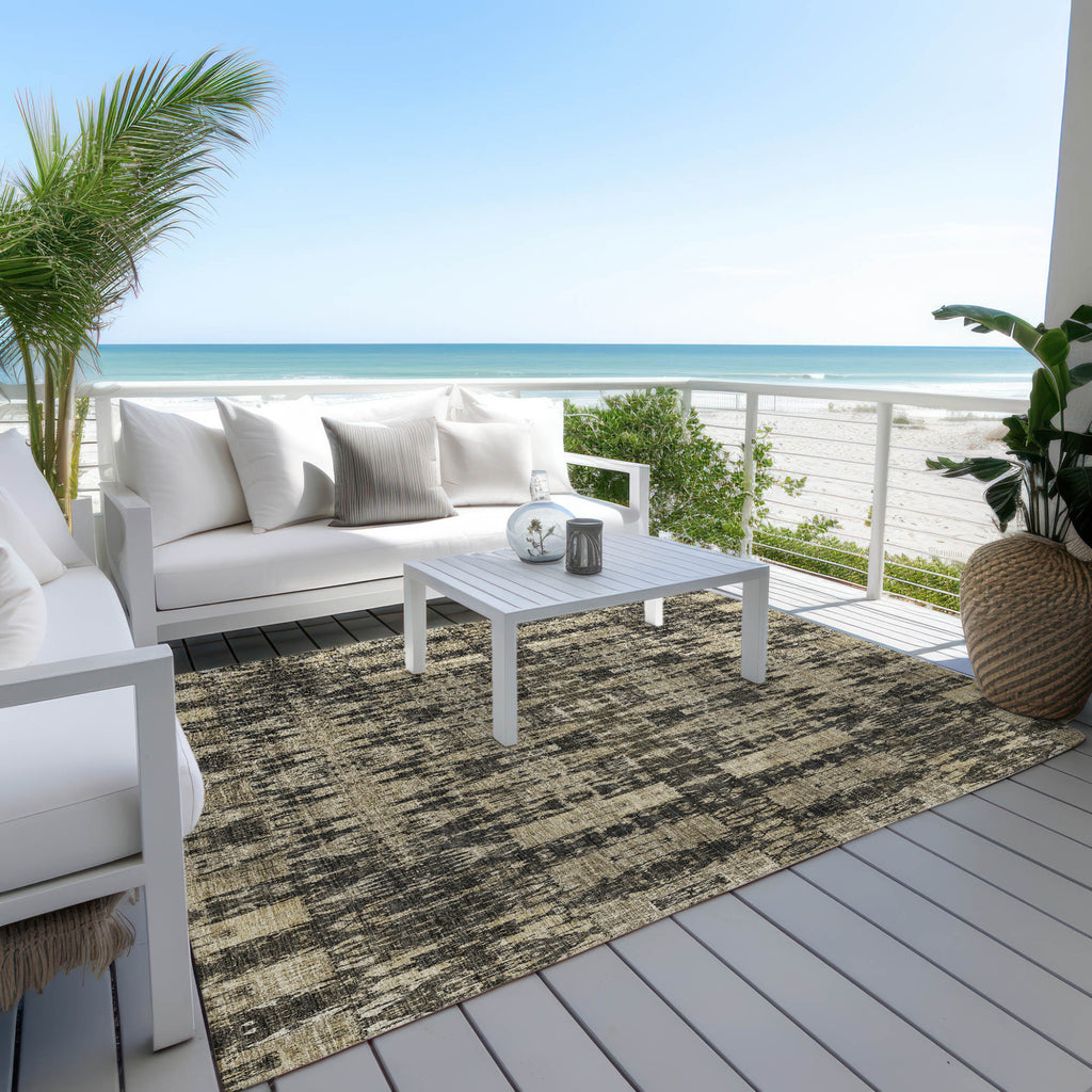 10' X 14' Black Taupe And Beige Moroccan Washable Indoor Outdoor Area Rug-6