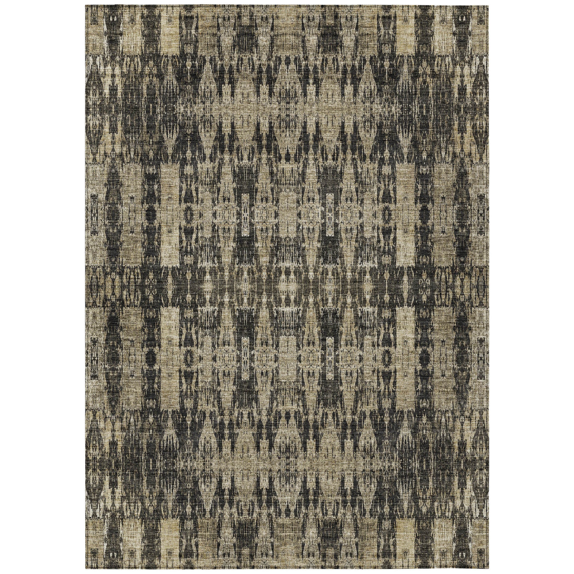 10' X 14' Black Taupe And Beige Moroccan Washable Indoor Outdoor Area Rug-1