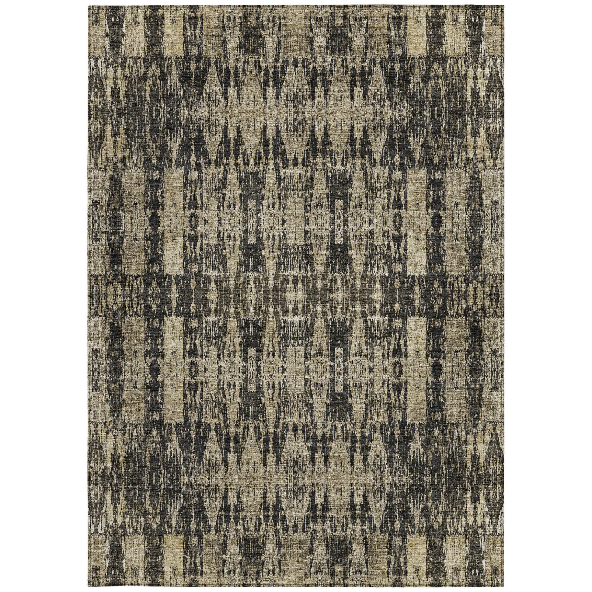 10' X 14' Black Taupe And Beige Moroccan Washable Indoor Outdoor Area Rug-3
