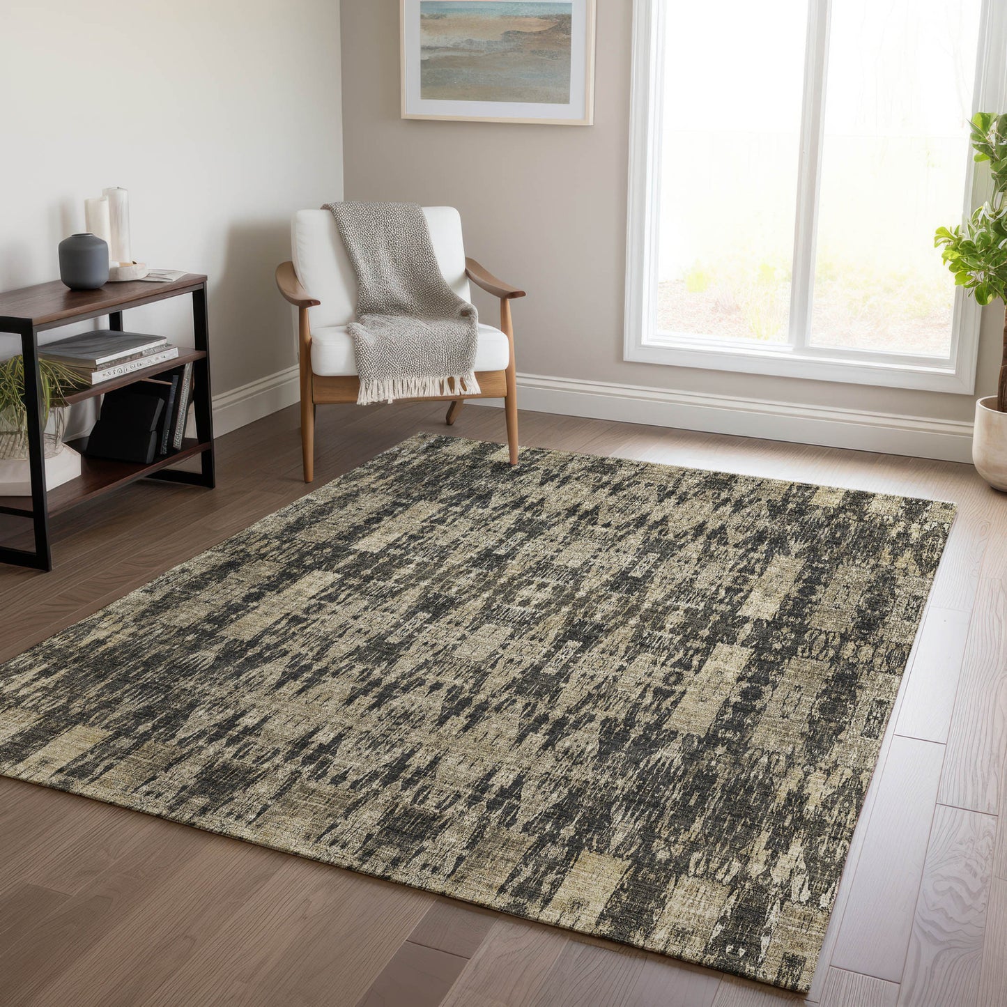 10' X 14' Black Taupe And Beige Moroccan Washable Indoor Outdoor Area Rug-7