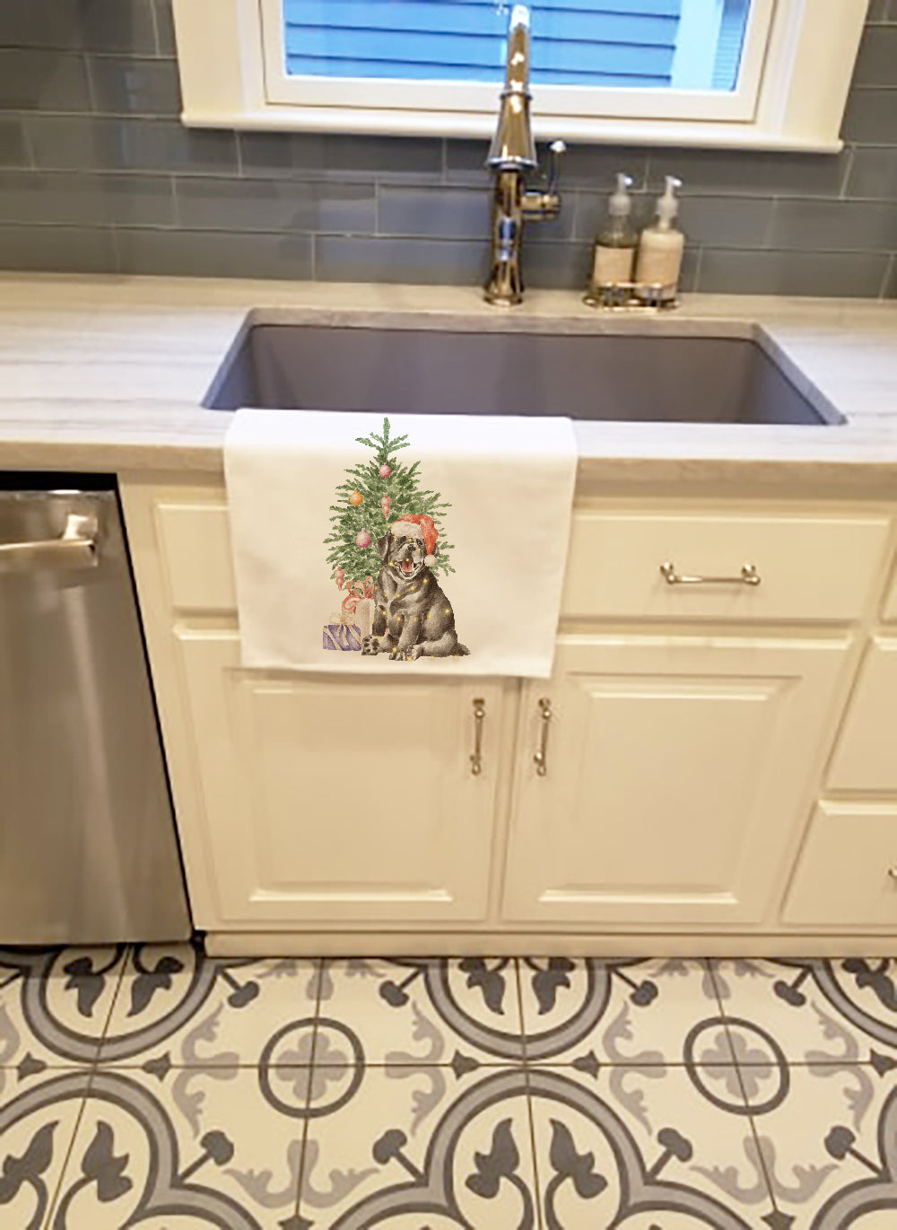 Labrador Retriever Black Puppy Christmas Presents and Tree Kitchen Towel Set of 2-1