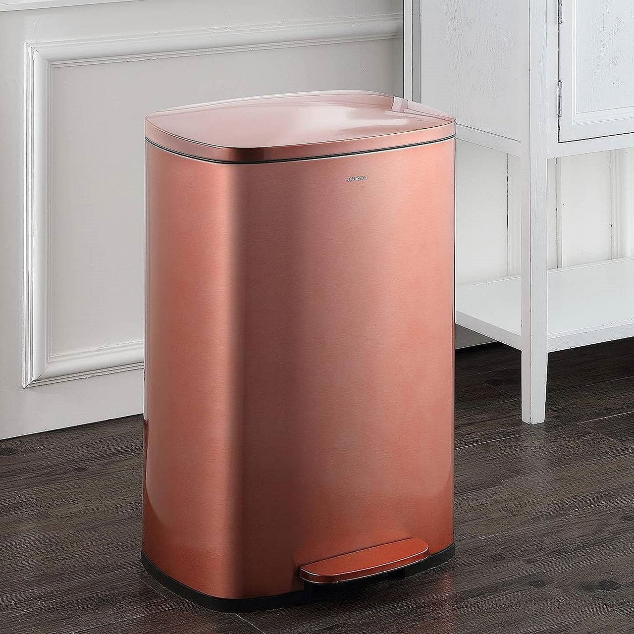 Set of 2 - Copper Gold Step-on Trash Can - 13-Gallon and 1.3-Gallon-0