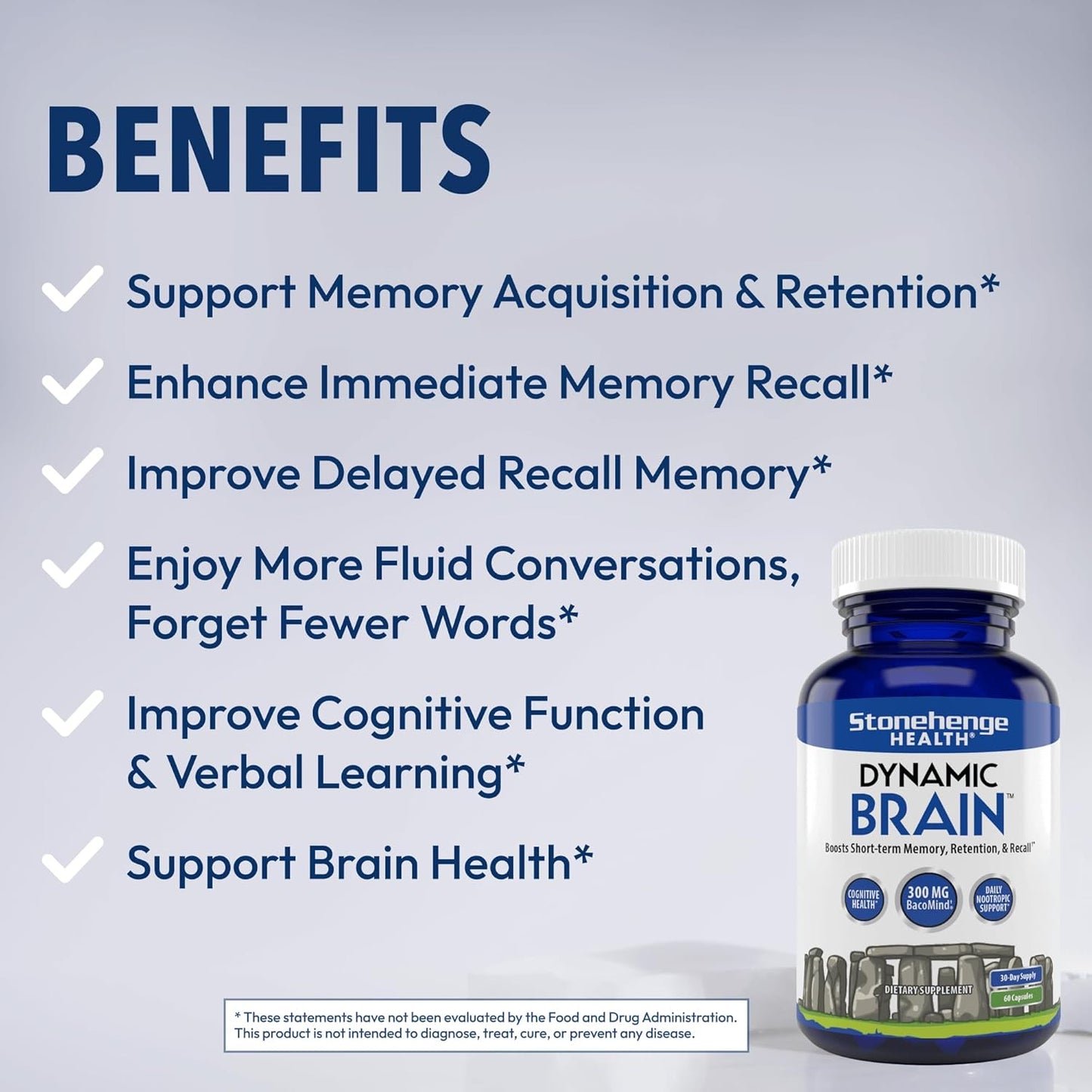 Stonehenge Health Dynamic Brain – Advanced Nootropic Supplement for Memory, Focus &amp; Clarity( Pack of 2)