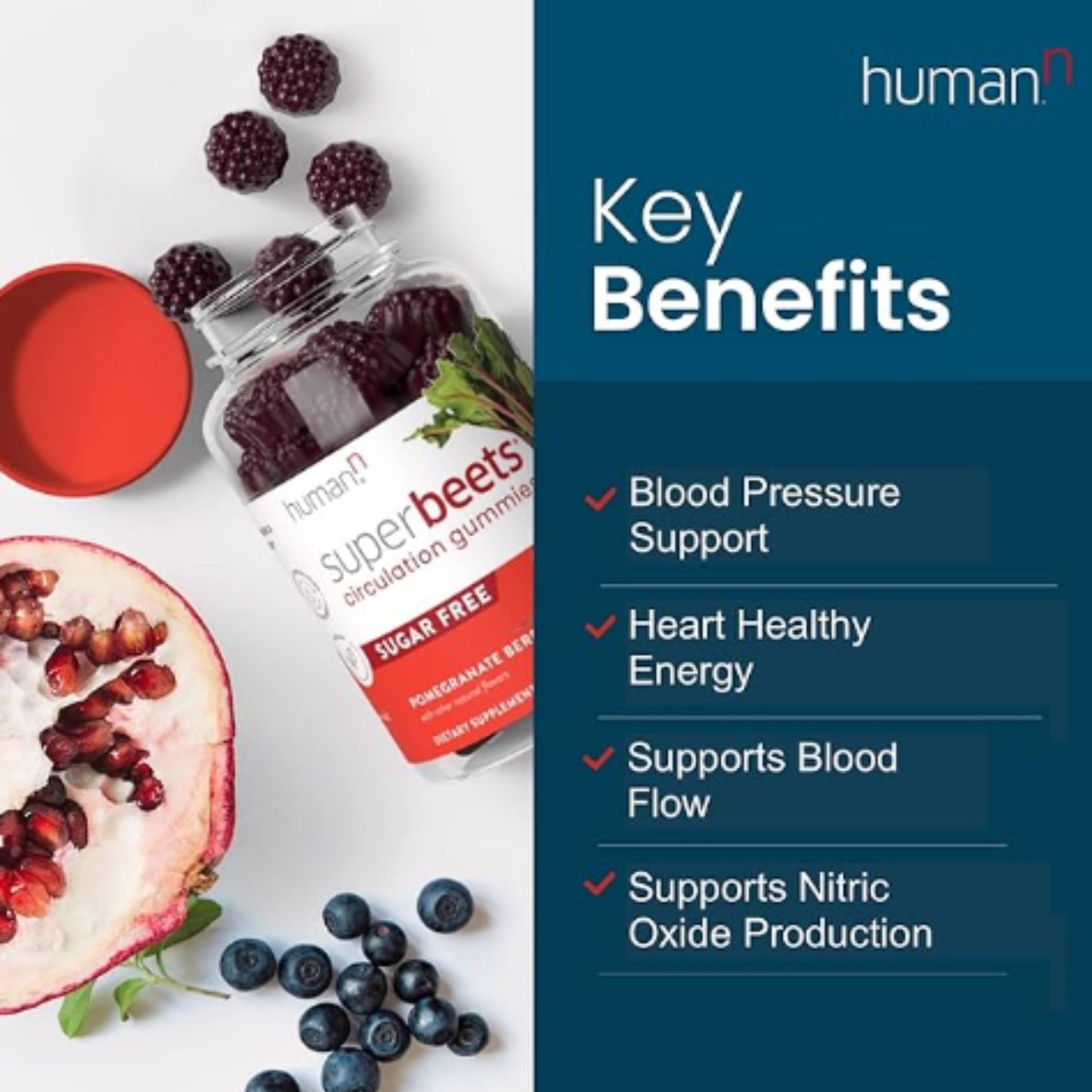 humanN SuperBeets Circulation Gummies – 60 Count (Pack of 2) | Heart-Healthy Energy with Grape Seed Extract & Beet Root Powder