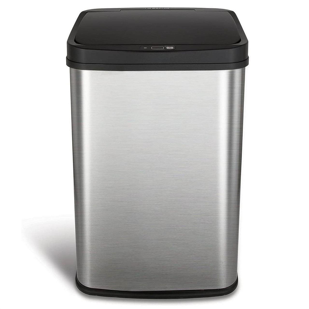Silver/Black 13-Gallon Stainless Steel Kitchen Trash Can with Motion Sensor Lid-0