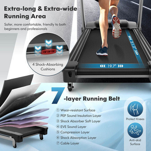 4.75 HP Folding Treadmill with Auto Incline and 20 Preset Programs-Black-1