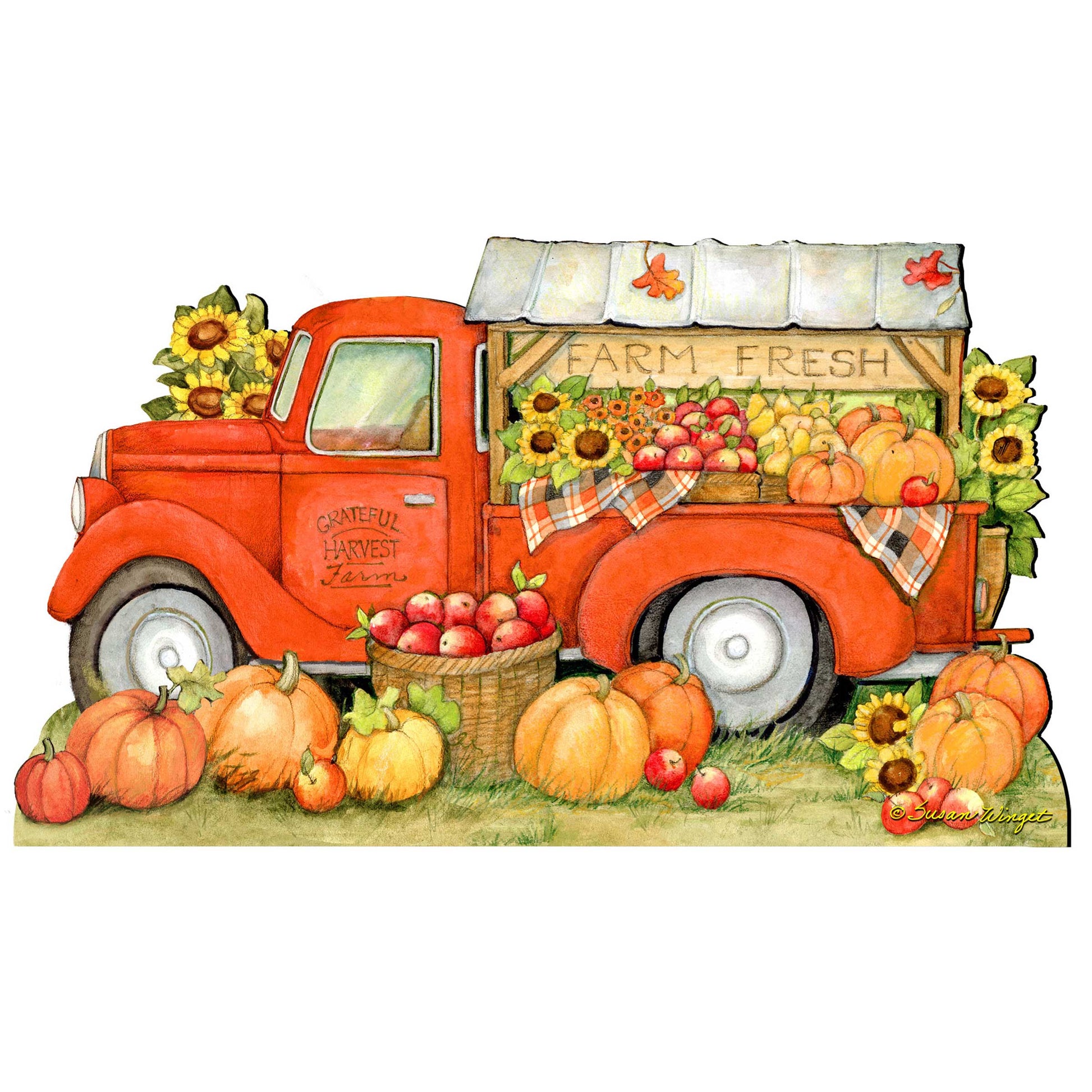 Pumpkin Produce Truck Thanksgiving Door Decor by Susan Winget - Halloween Decor - 8471202H-SW-4