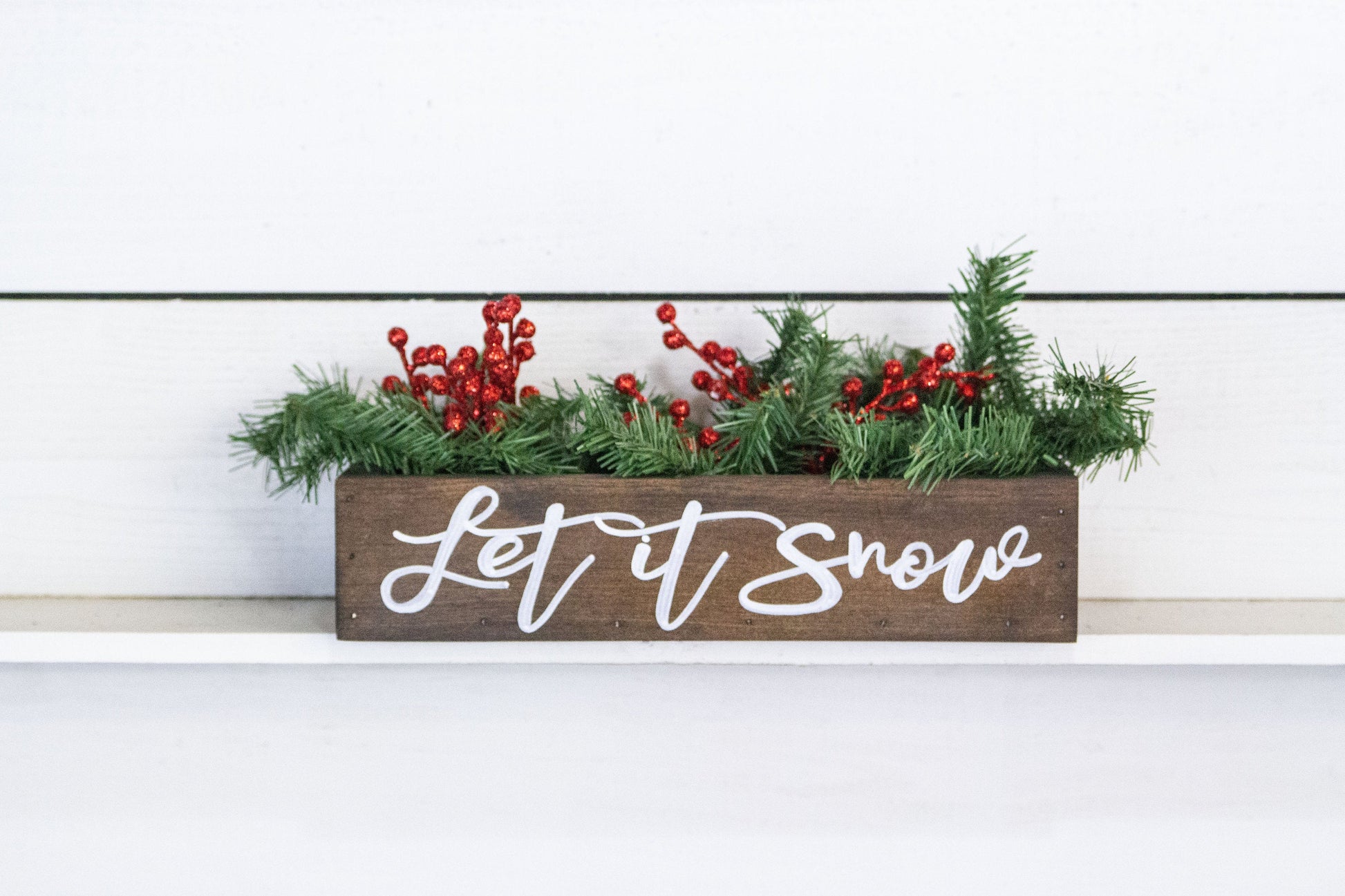 Merry + Bright Christmas Centerpiece, Wood Box-1