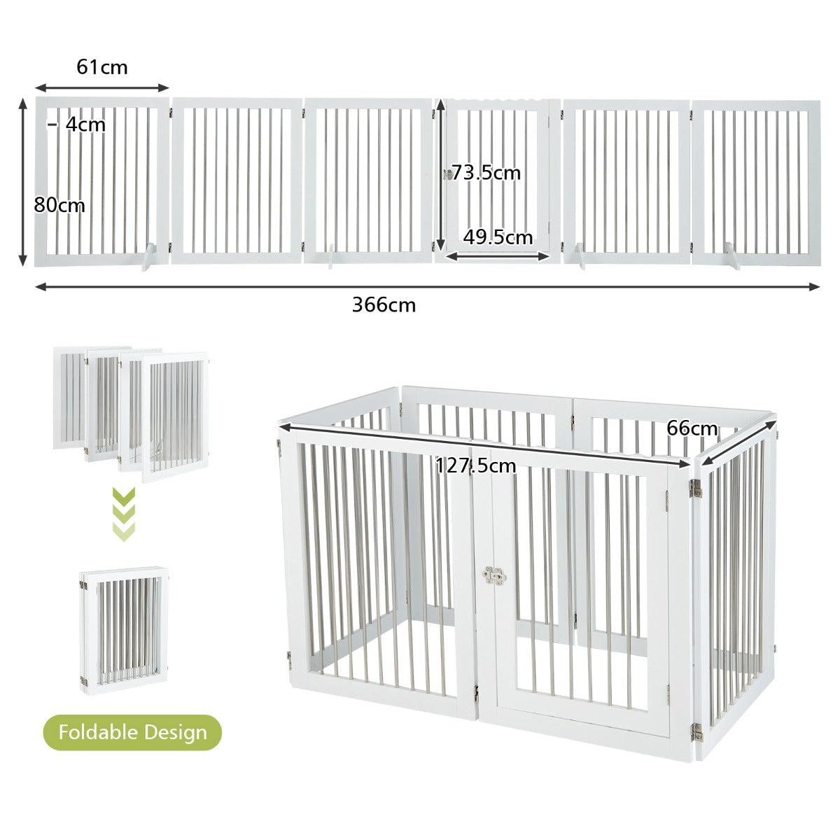 NNECW Freestanding 6-Panel Dog Gate with Stainless Steel for Pet-3